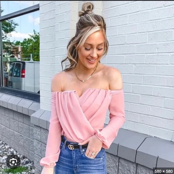 Pink Off The Shoulder Blouse - Picture 3 of 5